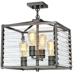 Elstead Lighting Louvre lampa wisząca 4x60 W szary/popielaty LOUVRE-4P