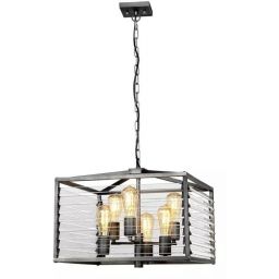 Elstead Lighting Louvre lampa wisząca 6x60 W szary/popielaty LOUVRE-6P