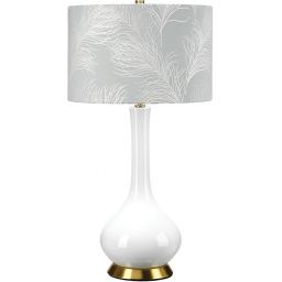 Elstead Lighting Lena lampa stołowa 1x60 W biała/postarzany mosiądz/jasny niebieski MILO-AB-TL-FDEB