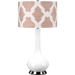 Elstead Lighting Milo lampa stołowa 1x60 W biała-polerowany nikiel-beżowa MILO-PN-TL-OVTH