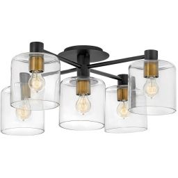 Quintiesse Axel lampa podsufitowa 5x60 W czarna/stary mosiądz QN-AXEL5-BK