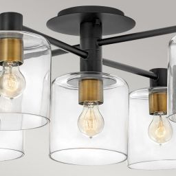 Quintiesse Axel lampa podsufitowa 7x60 W czarna/stary mosiądz QN-AXEL7-BK