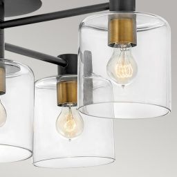 Quintiesse Axel lampa podsufitowa 7x60 W czarna/stary mosiądz QN-AXEL7-BK