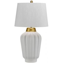 Quintiesse Bexley lampa stołowa 1x60 W biała/szczotkowany mosiądz QN-BEXLEY-TL-WBB