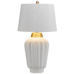 Quintiesse Bexley lampa stołowa 1x60 W biała/szczotkowany mosiądz QN-BEXLEY-TL-WBB