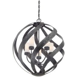 Quintiesse Blacksmith lampa wisząca 5x40 W stara czerń/opal QN-BLACKSMITH-5P-OBK