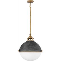 Quintiesse Fletcher lampa wisząca 2x60 W biała/postarzany cynk/stary mosiądz QN-FLETCHER-P-M-AZ