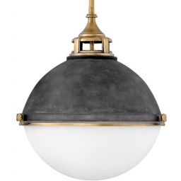 Quintiesse Fletcher lampa wisząca 2x60 W biała/postarzany cynk/stary mosiądz QN-FLETCHER-P-M-AZ