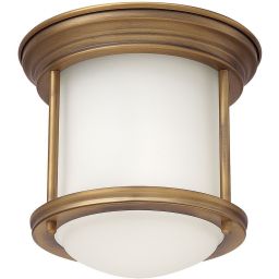 Quintiesse Hadrian lampa podsufitowa 1x60 W szkło opalizowane/szczotkowany brąz QN-HADRIAN-MINI-F-BR-OPAL