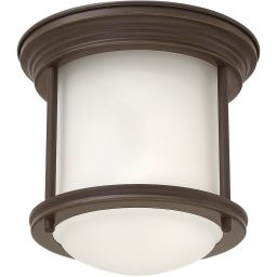 Quintiesse Hadrian lampa podsufitowa 1x60 W szkło opalizowane/olejowany brąz QN-HADRIAN-MINI-F-OZ-OPAL