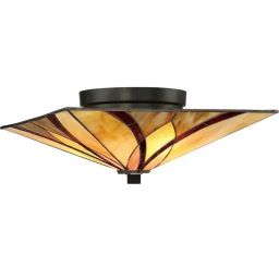 Elstead Lighting Asheville lampa podsufitowa 2x60 W bursztynowa-czerwona-kremowa QZ-ASHEVILLE-F