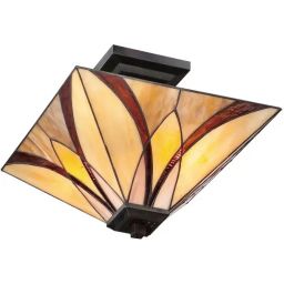 Elstead Lighting Asheville lampa podsufitowa 2x60 W bursztynowa-czerwona-kremowa QZ-ASHEVILLE-SF