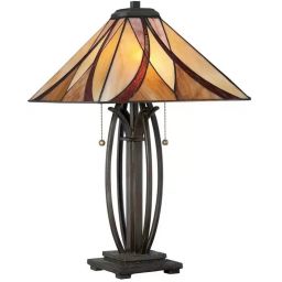 Elstead Lighting Asheville lampa stołowa 2x60 W bursztynowa-kremowa-czerwona QZ-ASHEVILLE-TL