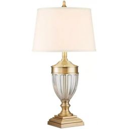 Elstead Lighting Dennison lampa stołowa 1x60 W szczotkowany mosiądz-kremowa QZ-DENNISON-BB