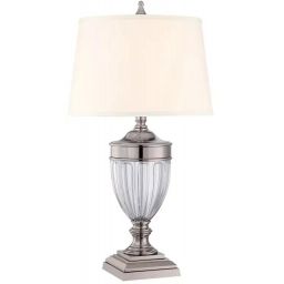 Elstead Lighting Dennison lampa stołowa 1x60 W polerowany nikiel-kremowa QZ-DENNISON-PN