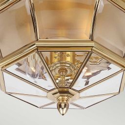 Elstead Lighting Newbury plafon zewnętrzny 3x60 W lakierowany polerowany mosiądz QZ-NEWBURY-F-PB