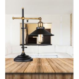 Globo Lighting Lenius lampa stołowa 1x60W czarna/stare złoto 15053T