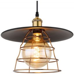Globo Lighting Viejo lampa wisząca 1x60W czarny mat/miedziany 15086BH1