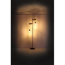 Globo Lighting Mina lampa stojąca 2x40W czarna/drewno 15326-2SN