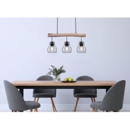 Globo Lighting Mina lampa wisząca 3x40W czarna/drewno 15326-3N