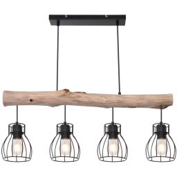 Globo Lighting Mina lampa wisząca 4x40W czarna/drewno 15326-4N