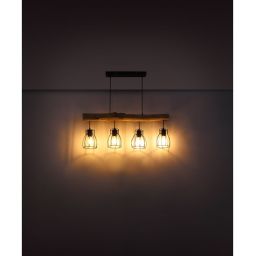 Globo Lighting Mina lampa wisząca 4x40W czarna/drewno 15326-4N