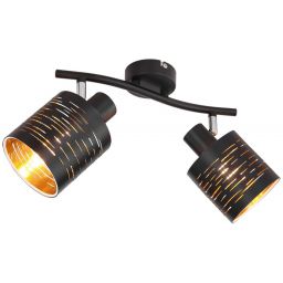 Globo Lighting Tunno lampa podsufitowa 2x15W czarna/złota 15342-2