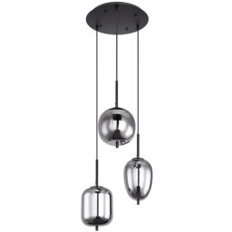 Globo Lighting Blacky lampa wisząca 3x40W czarny mat/szkło przydymione 15345-3