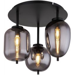 Globo Lighting Blacky lampa podsufitowa 3x40W czarny mat/szkło przydymione 15345-3D