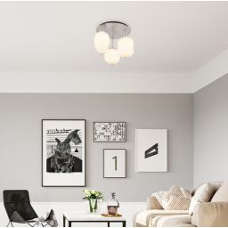 Globo Lighting Blacky I lampa podsufitowa 3x40 W szkło opalizowane-nikiel 15345-3DNO