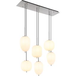 Globo Lighting Blacky I lampa wisząca 6x40W nikiel mat/szkło opalizowane 15345-6NO