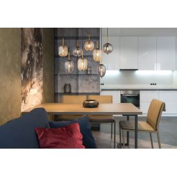 Globo Lighting Blacky lampa wisząca 8x40W czarny mat/szkło przydymione/szkło bursztynowe 15345-8A