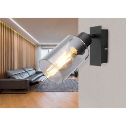 Globo Lighting Hadera kinkiet 1x15W czarny mat/przydymiony 15465-1