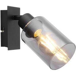 Globo Lighting Hadera kinkiet 1x15W czarny mat/przydymiony 15465-1