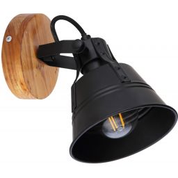 Globo Lighting Günther kinkiet 1x60W czarny/drewno 15466S-1