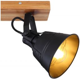 Globo Lighting Günther lampa podsufitowa 2x60W czarny/drewno 15466S-2