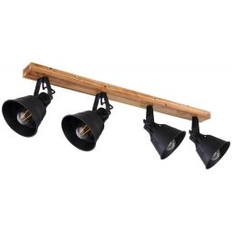 Globo Lighting Günther lampa podsufitowa 4x60W czarny/drewno 15466S-4