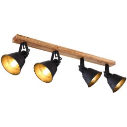 Globo Lighting Günther lampa podsufitowa 4x60W czarny/drewno 15466S-4