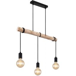 Globo Lighting Gregor lampa wisząca 3x60W czarna/drewno 15539-3H