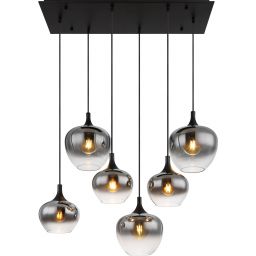 Globo Lighting Maxy lampa wisząca 6x40W czarny mat/szkło dymione 15548-6H