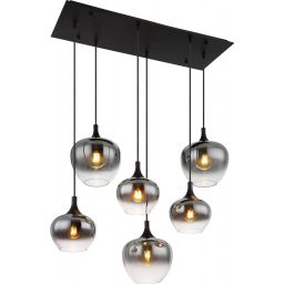 Globo Lighting Maxy lampa wisząca 6x40W czarny mat/szkło dymione 15548-6H