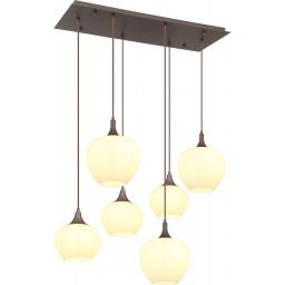 Globo Lighting Maxy lampa wisząca 6x40W brązowy/szkło opalizowane 15548-6HC