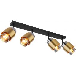 Globo Lighting Milley lampa podsufitowa 4x40W czarny mat/mosiądz/szkło przydymione 15560-4