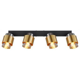 Globo Lighting Milley lampa podsufitowa 4x40W czarny mat/mosiądz/szkło przydymione 15560-4