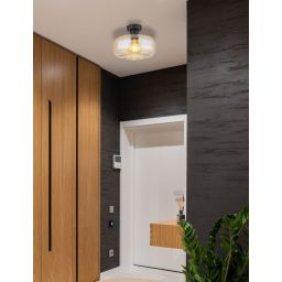 Globo Lighting Giuseppe lampa podsufitowa 1x40W czarny mat/bursztynowy 15566DA