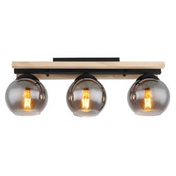 Globo Lighting Conni lampa podsufitowa 3x25W czarny mat/brąz/przydymiony 15569-3D