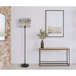 Globo Lighting Gorley lampa stojąca 1x60W czarny mat/przydymiony 15698S