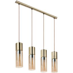 Globo Lighting Annika lampa wisząca 4x25W mosiądz/szkło bursztynowe 21000-4HM