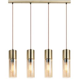 Globo Lighting Annika lampa wisząca 4x25W mosiądz/szkło bursztynowe 21000-4HM