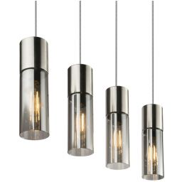 Globo Lighting Annika lampa wisząca 4x25W chrom satynowy/szkło przydymione 21000-4HN
